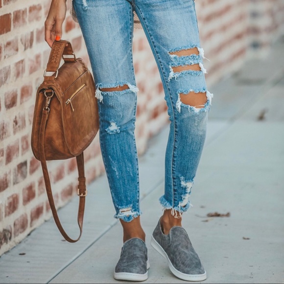 SIZE CLEARANCE-FIRM‼️ Gray Perforated Sneakers - Picture 3 of 8